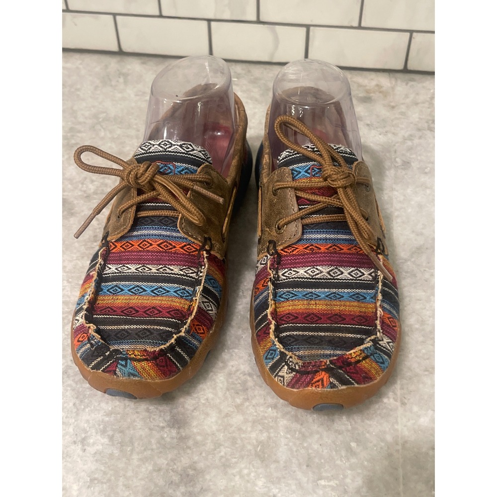 Twisted X Driving Mocs Women 6.5 Multi Serape Print Leather WDM0076 Loafers